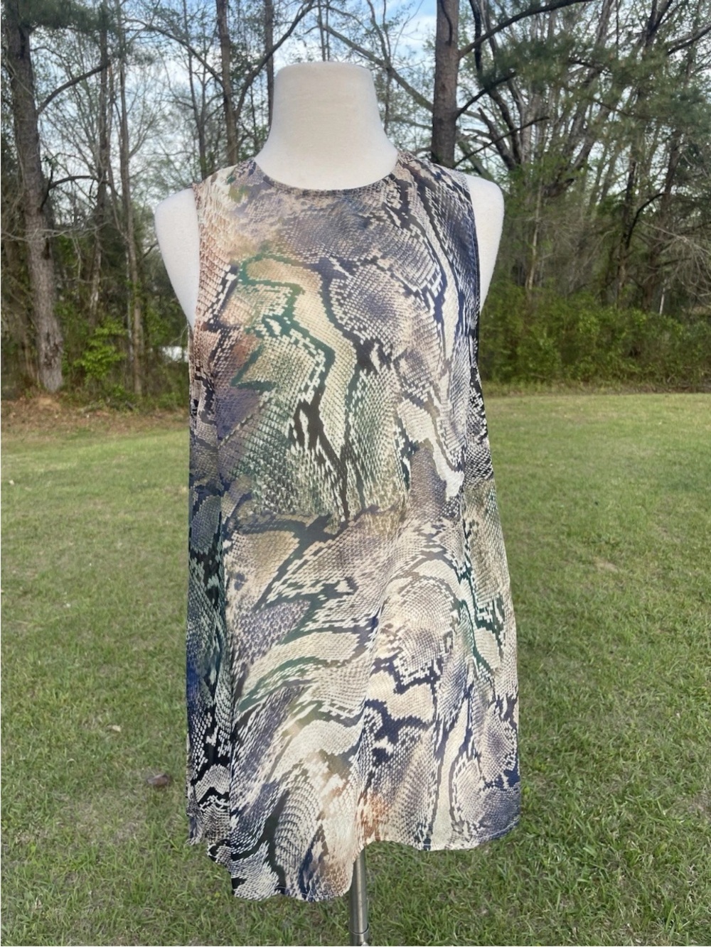 Show Me Your Mumu Snakeskin Print Sheer Sleeveless Top Made In USA Size Medium